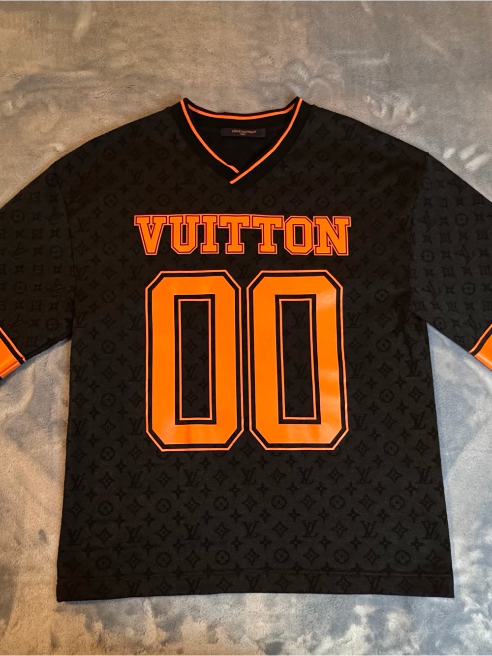 Louis Vuitton Black & Orange Monogram Graphic Jersey Shirt